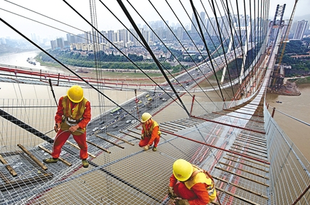 橋梁工程貓道搭建用卷揚機(jī)牽引作業(yè)